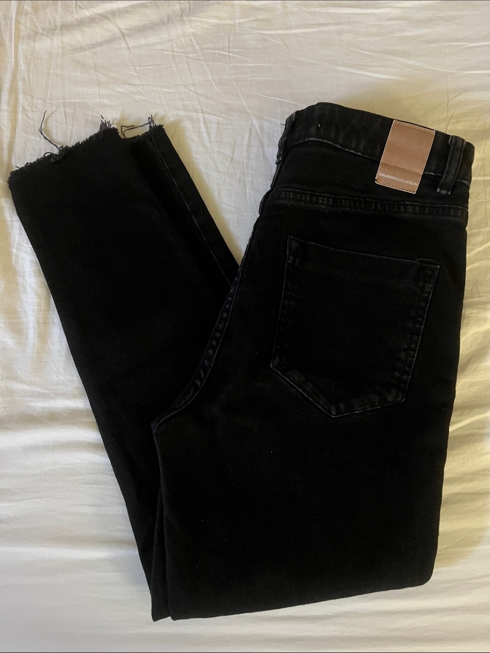 Zara Black Skinny Jeans with Raw Hem